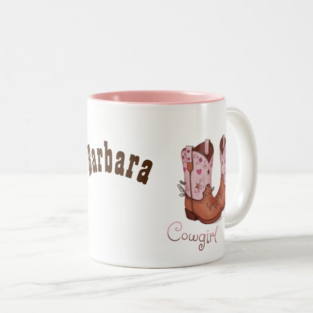 Modern Cowgirl Boots | Cute Western Style Two-Tone Coffee Mug (Front Right)