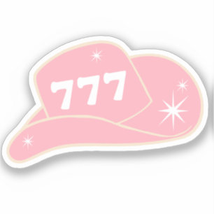 Modern Cowgirl Hat 777 Angel Number Pink   Sticker