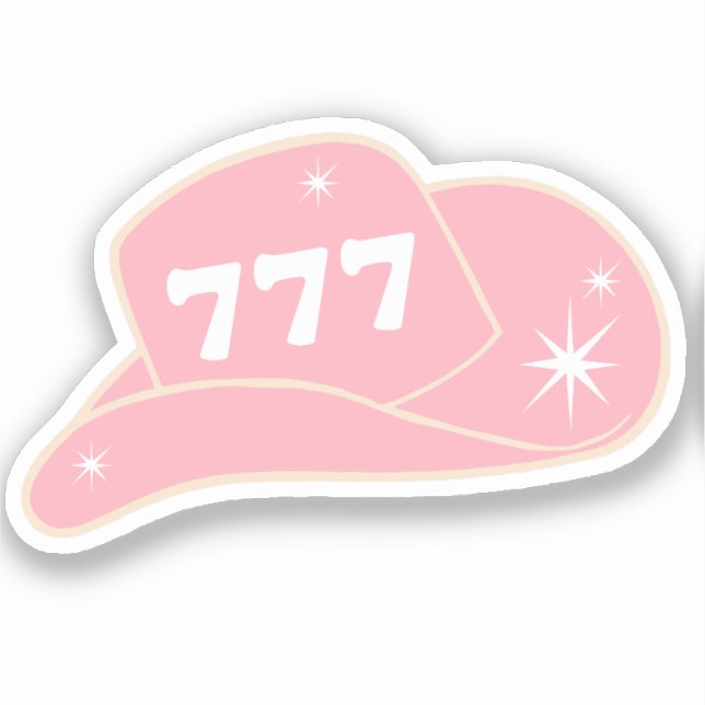 Modern Cowgirl Hat 777 Angel Number Pink   Sticker (Front)