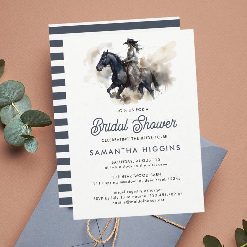 Modern Cowgirl Horse Equestrian Bridal Shower Invitation
