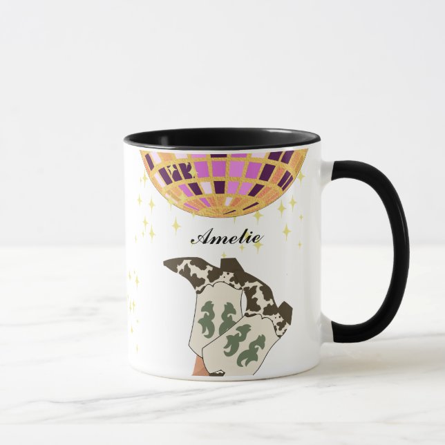 Modern Cowgirl Legs Cowboy Disco Ball  Mug (Right)