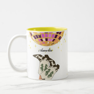 Modern Cowgirl Legs Cowboy Disco Ball Two-Tone Coffee Mug
