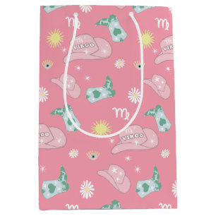 Modern Cowgirl Virgo Zodiac Pattern Pink Medium Gift Bag