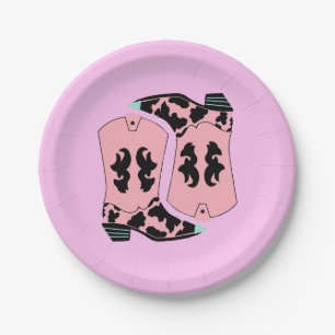 Modern Cowgirl Western Boots Farmer Ranch Cowboy Paper Plates