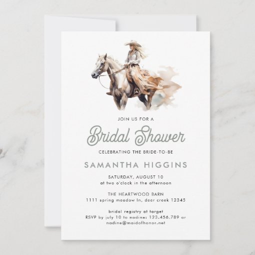 Modern Cowgirl Western Horse Bridal Shower Invitation Zazzle