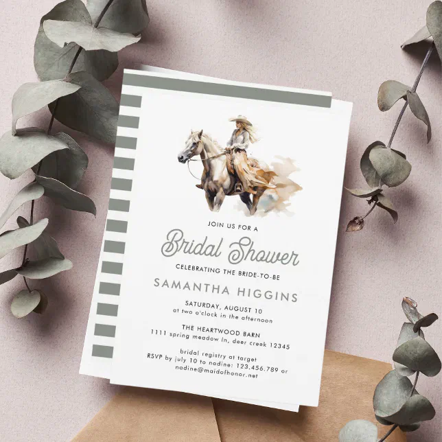 Modern Cowgirl Western Horse Bridal Shower Invitation Zazzle