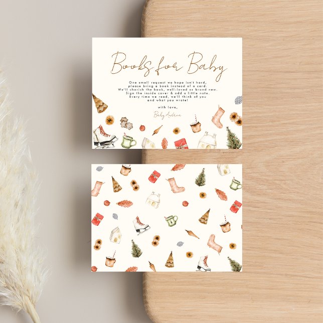 Modern Cozy Christmas Baby Shower Books for Baby Enclosure Card (Creator Uploaded)