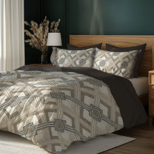 Modern Cozy Earth-Tone Geometric Bedding Duvet Cover
