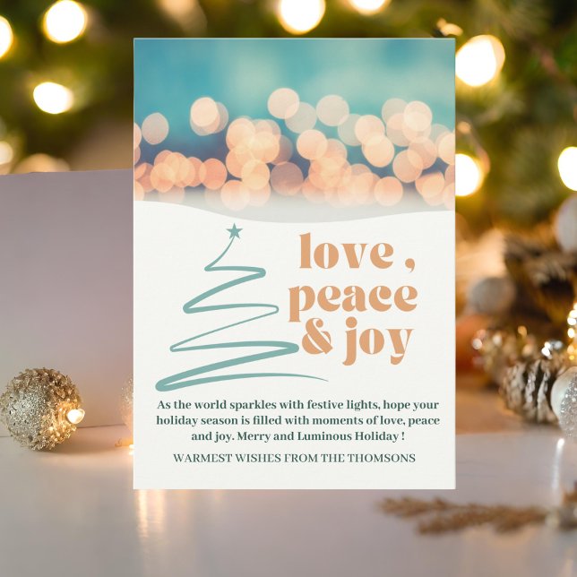   Modern Cozy Festive Love Peace Joy  Holiday Card (Creator Uploaded)