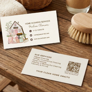 Modern Cozy Professional House Cleaning  Business Card
