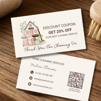 Modern Cozy Professional House Cleaning Discount Card