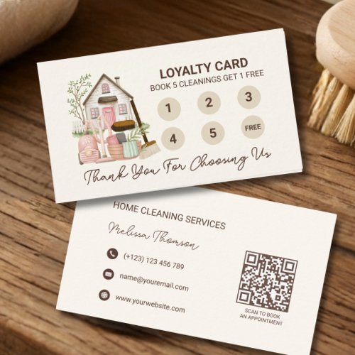 Modern Cozy Professional House Cleaning  Loyalty Card