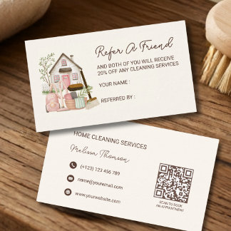 Modern Cozy Professional House Cleaning Referral Card