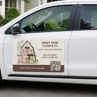 Modern Cozy Professional House Cleaning Services Car Magnet