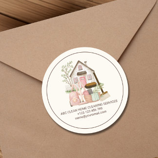 Modern Cozy Professional House Cleaning Services Classic Round Sticker