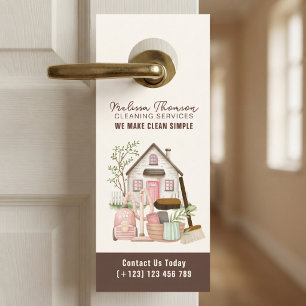 Modern Cozy Professional House Cleaning Services Door Hanger
