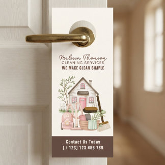 Modern Cozy Professional House Cleaning Services Door Hanger