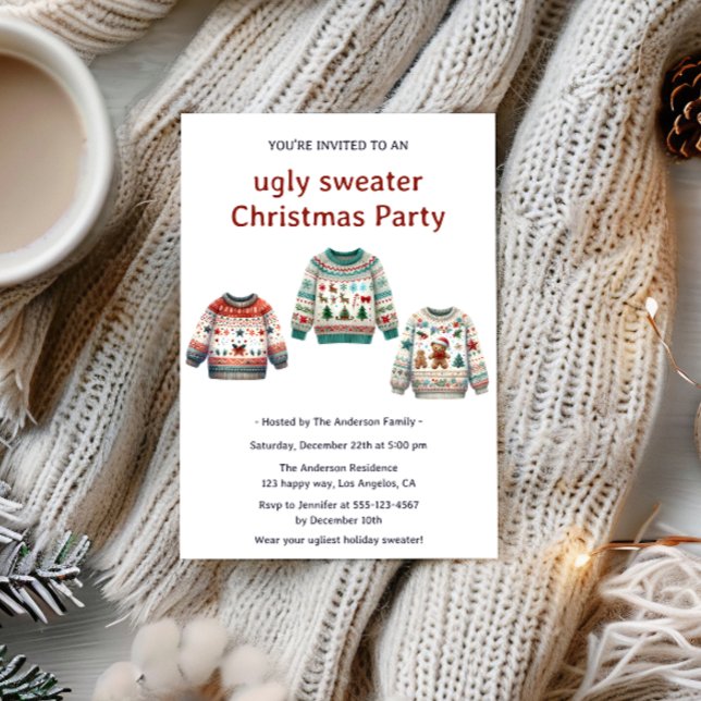 Modern Cozy Ugly Sweater Christmas Party Invitation (Creator Uploaded)