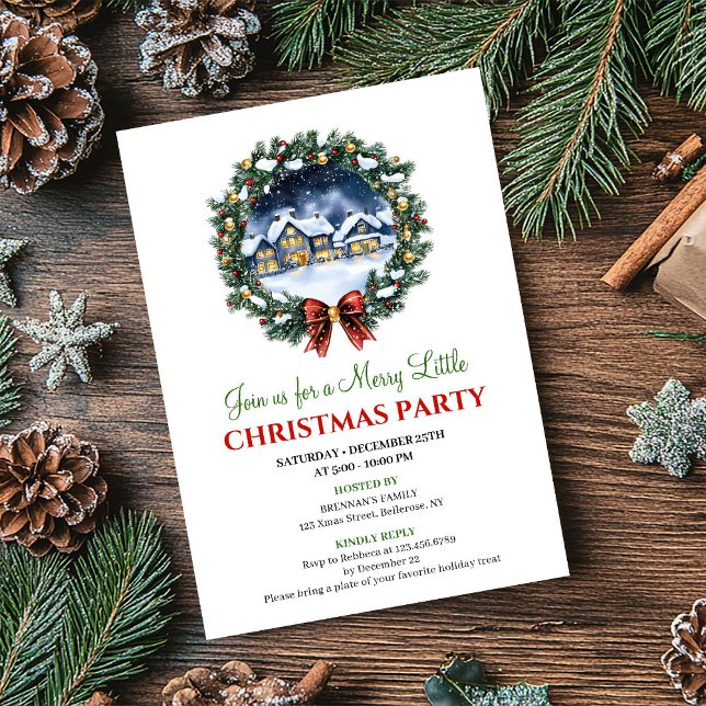 Modern Cozy Winter Scene Editable Christmas Invite (Modern Cozy Winter Scene Editable Christmas Invite)