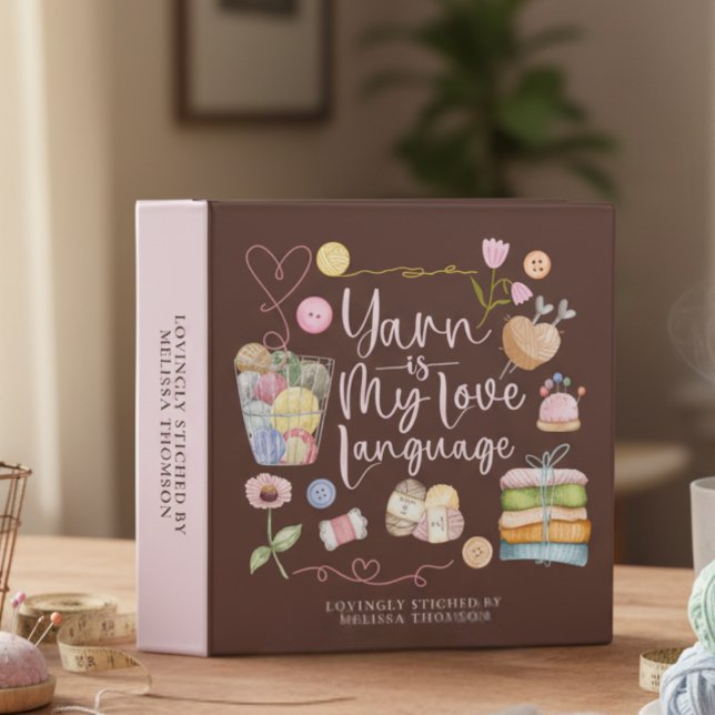 Modern Cozy Yarn Knitting Crochet Love  3 Ring Binder (Creator Uploaded)