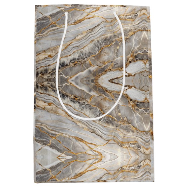 Modern Cracked Gold  marble Medium Gift Bag (Front)