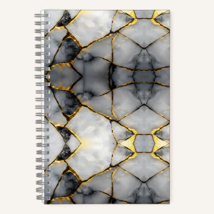 Modern Cracked Gold White & black marble Notebook