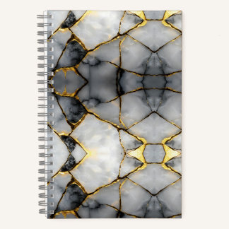 Modern Cracked Gold White & black marble Notebook