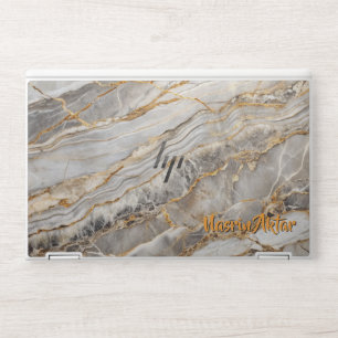 Modern Cracked Gold White marble HP Laptop Skin
