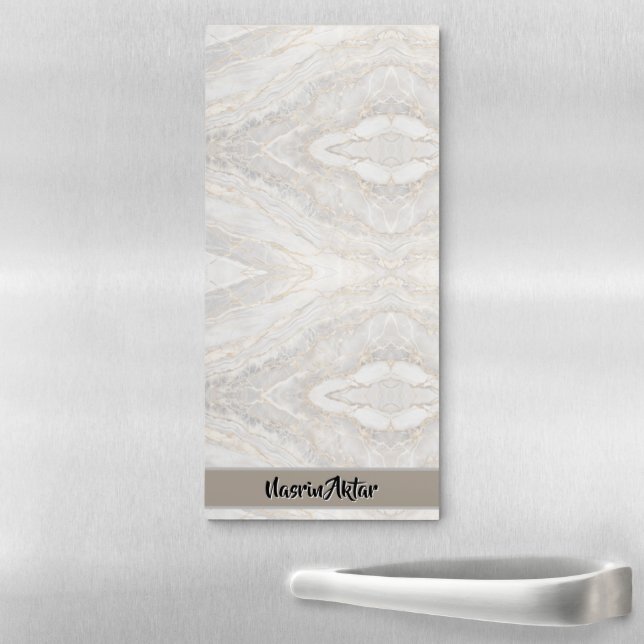 Modern Cracked Gold White marble Magnetic Notepad (In Situ)