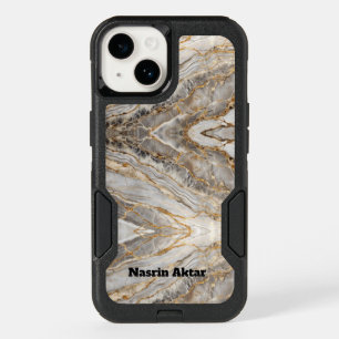 Modern Cracked Gold White marble OtterBox iPhone 14 Case