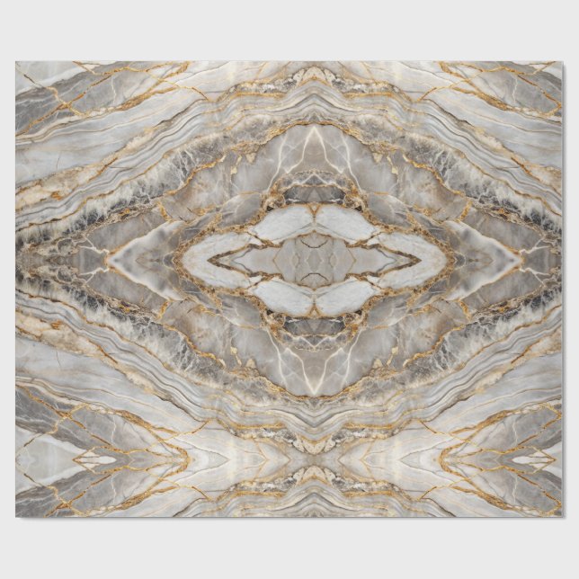 Modern Cracked Gold White marble Wrapping Paper (Flat)