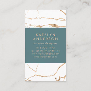 Modern Cracked Gold White Stylist Professional Business Card