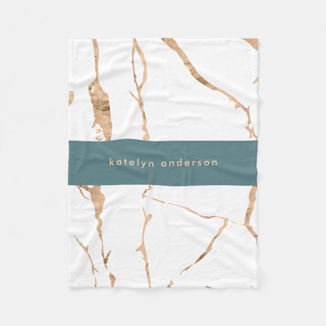 Modern Cracked Gold White Stylist Professional Fleece Blanket (Front)