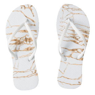 Modern Cracked Gold White Stylist Professional Flip Flops