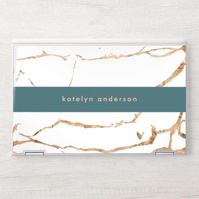 Modern Cracked Gold White Stylist Professional HP Laptop Skin (Front)