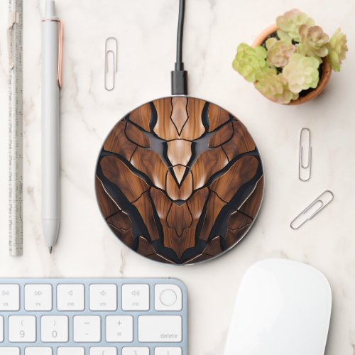 Modern Cracked Wood Surface Pattern Wireless Charger