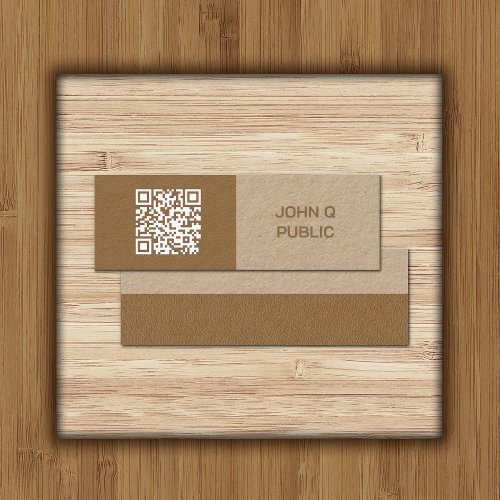 Modern Craft QR Code Brown Business Card