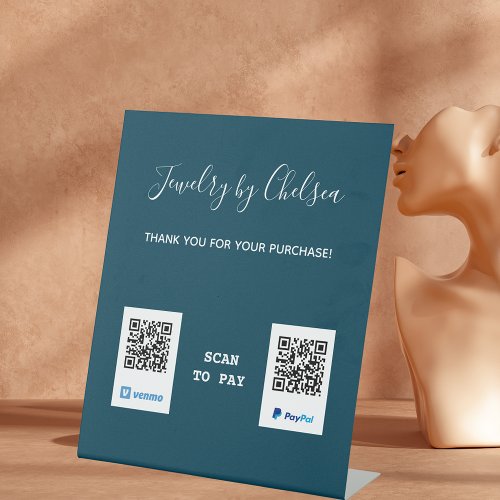 Modern Craft Show Vendor QR Code Payment  Pedestal Sign