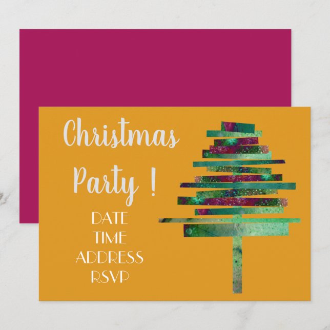 Modern craft Xmas tree Christmas party Invitation (Front/Back)