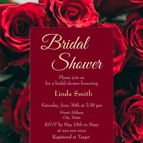 Modern Cranberry Bridal Shower Foil Invitation