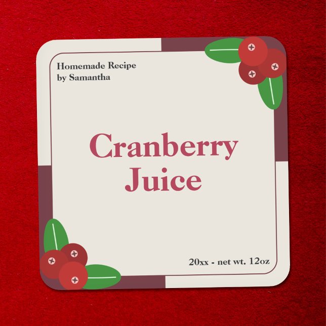Modern Cranberry Juice Label Sticker (Modern Cranberry Juice Label Sticker)