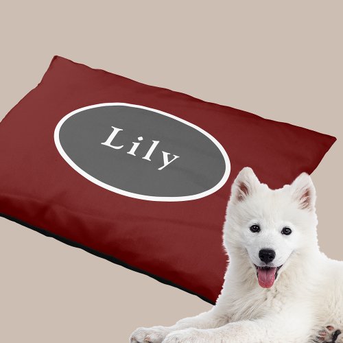 Modern Cranberry Red Personalized Pet Bed