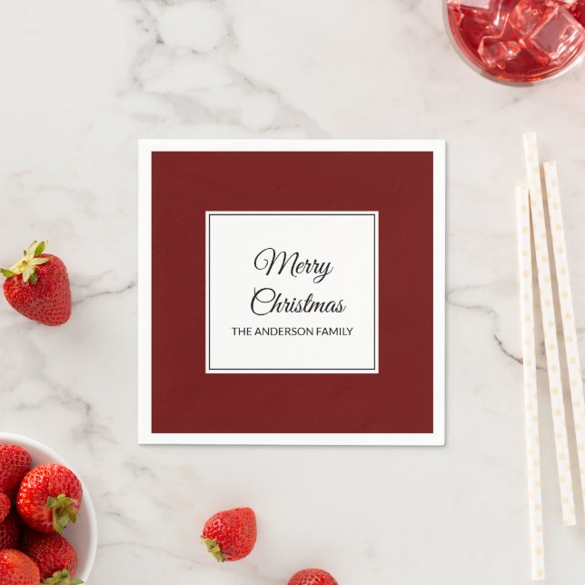 Modern cranberry red solid Christmas holiday Napkins (Insitu)