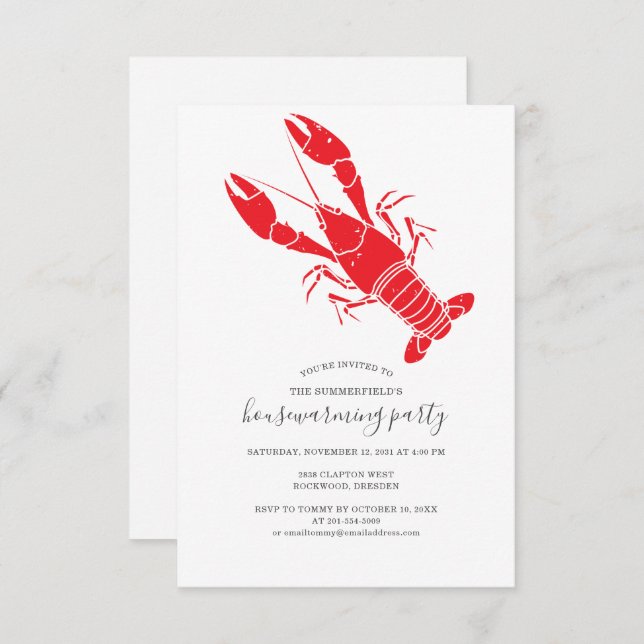 Modern Crawfish Boil Housewarming Party Invitation (Front/Back)