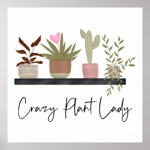 Modern crazy plant lady house pants illustration poster