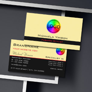 Modern Cream and Black Chic with Logo Professional Business Card