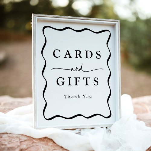 Modern Cream and Black Wavy Frame Cards and Gifts Poster