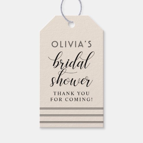 Modern Cream and Black Wedding Bridal Shower Gift Tags