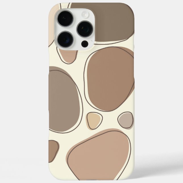 Modern Cream and Brown Abstract Stones Case-Mate iPhone Case (Back)