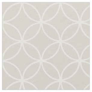 Modern Cream and White Circle Diamond Pattern Fabric